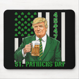 Funny Trump 45 47 American Flag Vintag St. Patric Mousepad