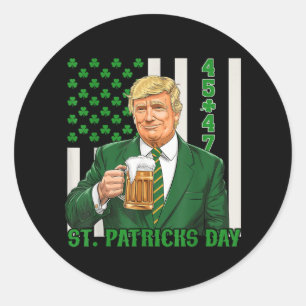 Funny Trump 45 47 American Flag Vintag St. Patric Runder Aufkleber