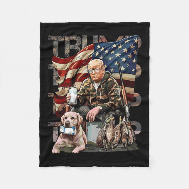 Funny Trump 45 47 Jagd Bierherzen Us Flag Camoufla Fleecedecke (Vorderseite)