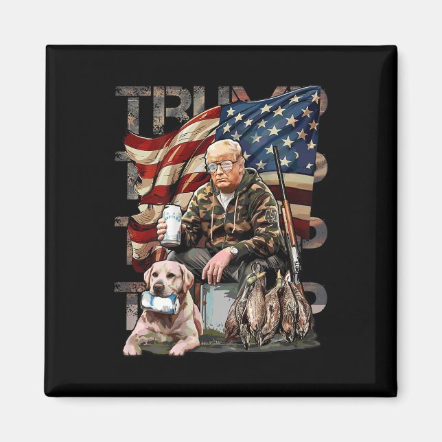 Funny Trump 45 47 Jagd Bierherzen Us Flag Camoufla Magnet (Vorne)