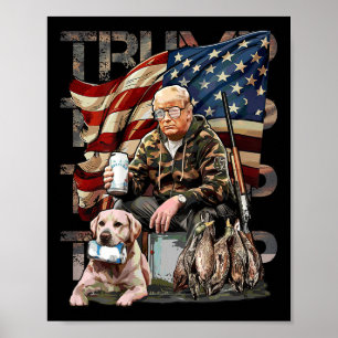 Funny Trump 45 47 Jagd Bierherzen Us Flag Camoufla Poster