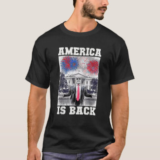 Funny TRUMP 4. Juli AMERICA IST ZURÜCK Rot Weiß T-Shirt