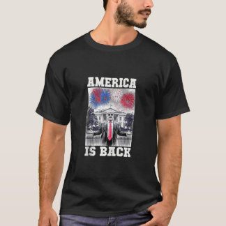 Funny TRUMP 4. Juli AMERICA IST ZURÜCK Rot Weiß T-Shirt