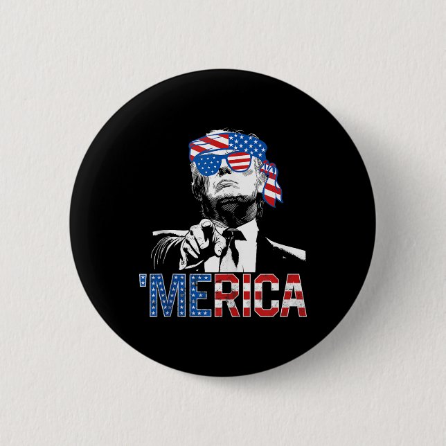 Funny Trump 4. Juli Merica American Flag Sungl Button (Vorderseite)