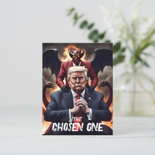 Funny Trump Antichrist wählt eins Postkarte (Stehend Vorderseite)