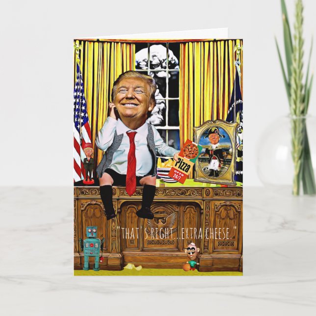 Funny Trump Birthday Card - Pizza Karte (Vorderseite)