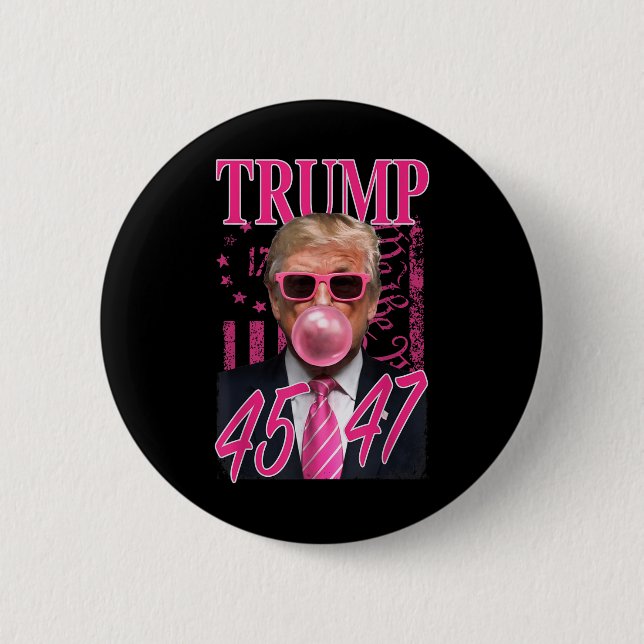 Funny Trump Blubble Gum 1776 Rosa Flag Button (Vorderseite)