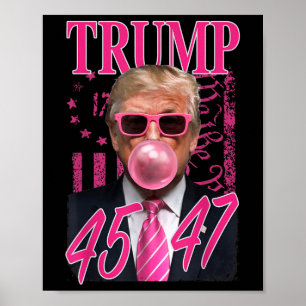 Funny Trump Blubble Gum 1776 Rosa Flag Poster