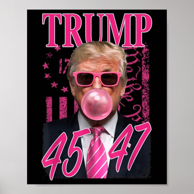 Funny Trump Blubble Gum 1776 Rosa Flag Poster (Vorne)