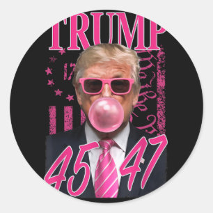 Funny Trump Blubble Gum 1776 Rosa Flag Runder Aufkleber