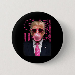 Funny Trump Bubble Gum Pink Usa Flag Button