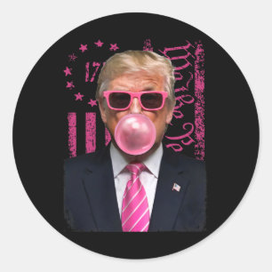 Funny Trump Bubble Gum Pink Usa Flag Runder Aufkleber
