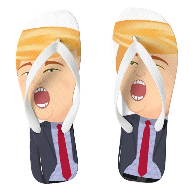 FUNNY TRUMP CARTOON FLIP FLOPS (Fußbett)