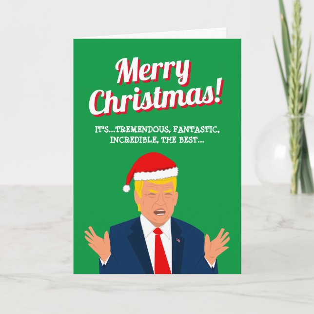 Funny Trump Cartoon Weihnachtsgrüßkarte Karte (Vorderseite)