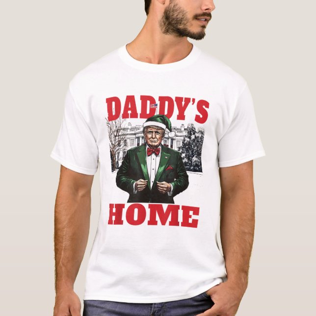 Funny Trump Christmas Daddys Zuhause White House T-Shirt (Vorderseite)