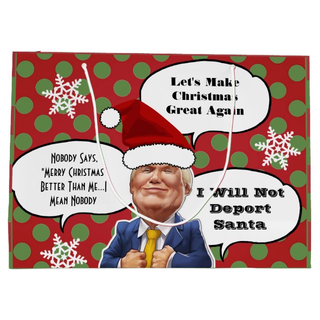 Funny Trump Christmas Große Geschenktüte (Rückseite)