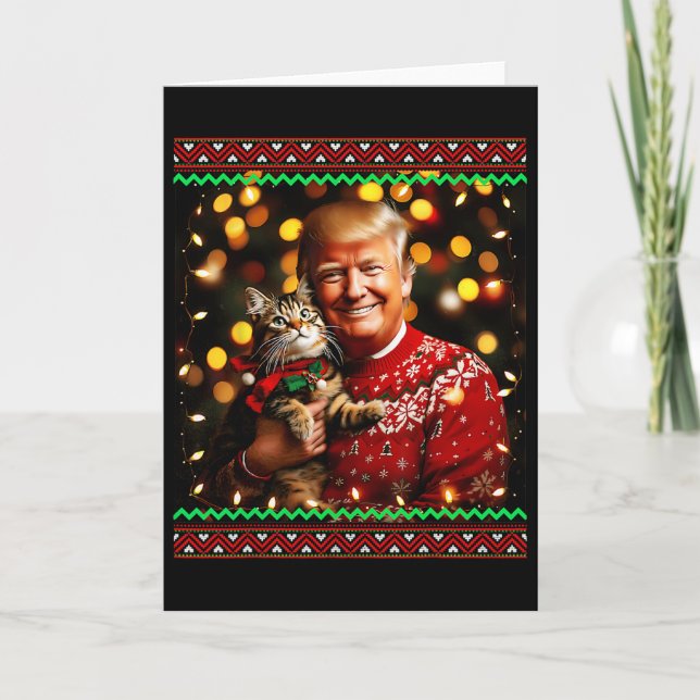Funny Trump Christmas Sweater For Cat Lovers Ugly  Karte (Vorderseite)