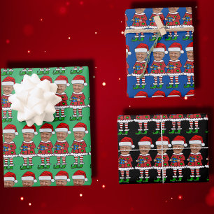 Funny Trump Custom Face Foto Elf Weihnachten Geschenkpapier Set