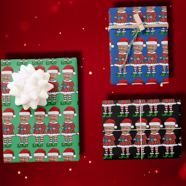Funny Trump Custom Face Foto Elf Weihnachten Geschenkpapier Set (Von Creator hochgeladen)
