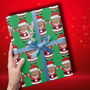 Funny Trump Custom Face Foto Santa Head Geschenkpapier