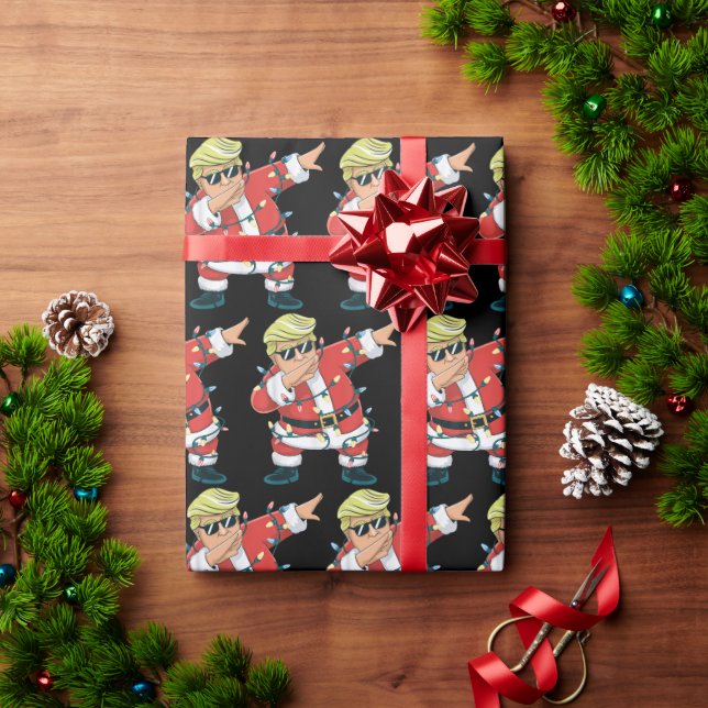 Funny Trump Dabbing Santa Trump Weihnachtsbeleucht Geschenkpapier (Feiertagsgeschenk)