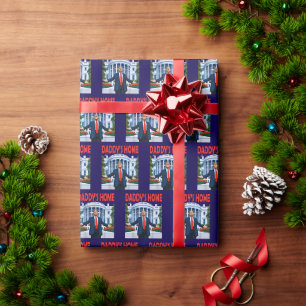 Funny Trump Daddys Zuhause Blue Gift Geschenkpapier