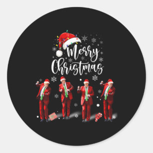 Funny Trump Dance Santa Claus Frohe Weihnachten Runder Aufkleber