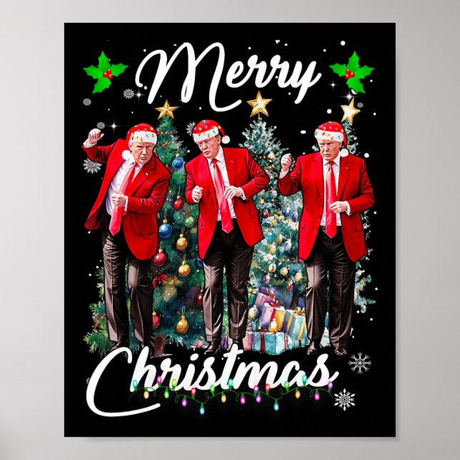 Funny Trump Dance Weihnachtsmann Weihnachten Weihn Poster (Vorne)