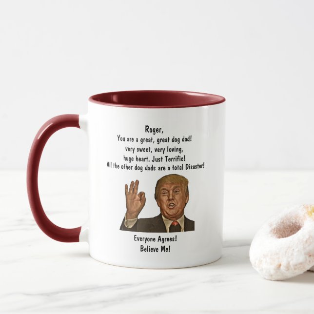 Funny Trump Dog Vater Vatertag Kaffee Tasse (Mit Donut)