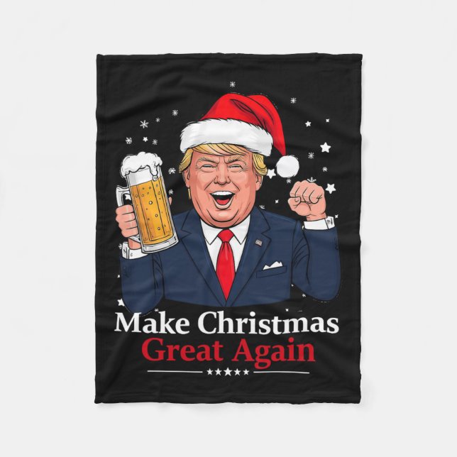 Funny Trump Drink Beer Fleecedecke (Vorderseite)