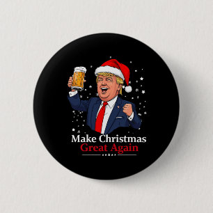 Funny Trump Drinking Beer Weihnachten 2024 Grea Button