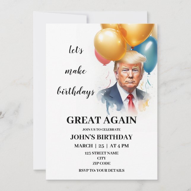 Funny Trump Einladung zum Geburtstag (Vorderseite)