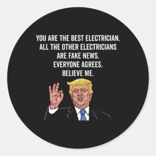 Funny Trump Electrician Lineman Runder Aufkleber