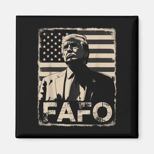 Funny Trump Fafo Retro American Flag Magnet (Vorne)