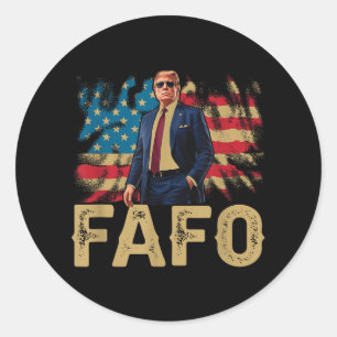 Funny Trump Fafo, Y2k Fafo Trump, US-Flag Vin Runder Aufkleber