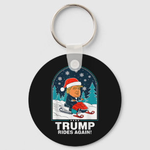 Funny Trump fährt wieder Snowmobile Spaß Winter Schlüsselanhänger
