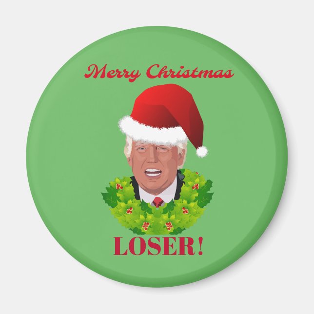 Funny Trump "Frohe Weihnachts-Loser" Magnet (Vorne)