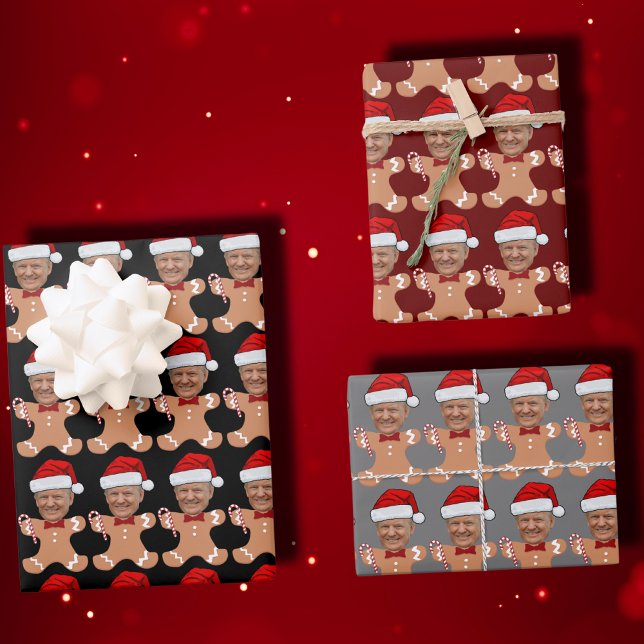 Funny Trump Gesicht Custom Face Foto Gingerbrei Geschenkpapier Set (Von Creator hochgeladen)