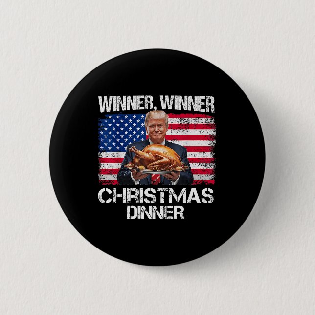 Funny Trump Gewinner Weihnachts-Abendessen Button (Vorderseite)