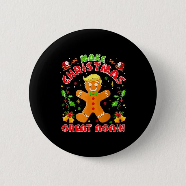 Funny Trump Gingerbread Man Make Christmas Great A Button (Vorderseite)