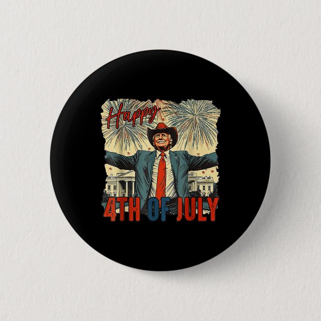 Funny Trump glücklich 4. Juli Unabhängigkeitstag Button (Vorderseite)