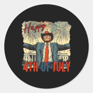 Funny Trump glücklich 4. Juli Unabhängigkeitstag Runder Aufkleber