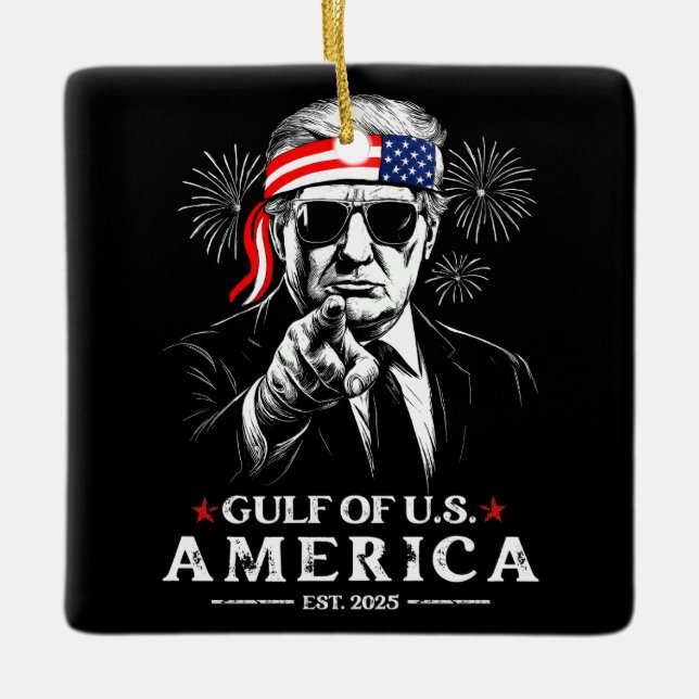 Funny Trump Golf of USA Amerika 2025 4. Juli Keramikornament (Vorderseite)