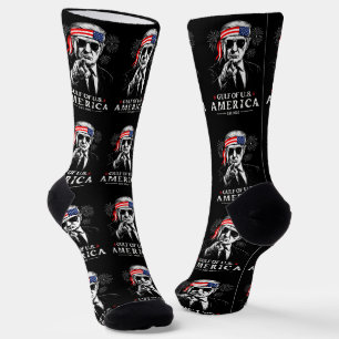 Funny Trump Golf of USA Amerika 2025 4. Juli Socken