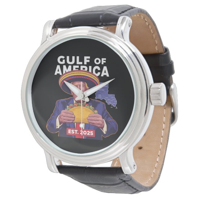 Funny Trump Gulf of US America 2025 Trump Armbanduhr (Schrägansicht)