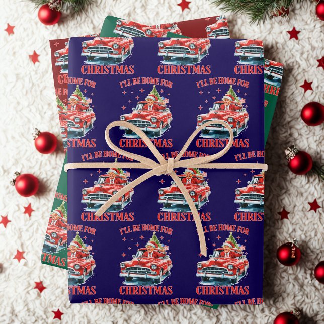 Funny Trump, ich werde zu Weihnachten Zuhause sein Geschenkpapier Set (Von Creator hochgeladen)
