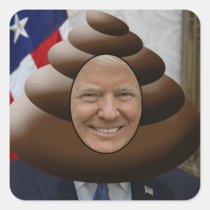 Funny Trump Kackte Emoji Head Quadratischer Aufkleber