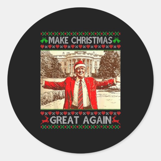 Funny Trump Make Christmas Great Again Xmas Family Runder Aufkleber (Vorderseite)