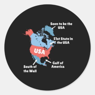 Funny Trump Map USA - Kanada, Grönland, Golf O Runder Aufkleber