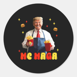 Funny Trump Mc Mega Fries Fast Food Runder Aufkleber